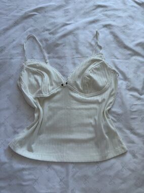 White Ribbed Bustier Tank Top